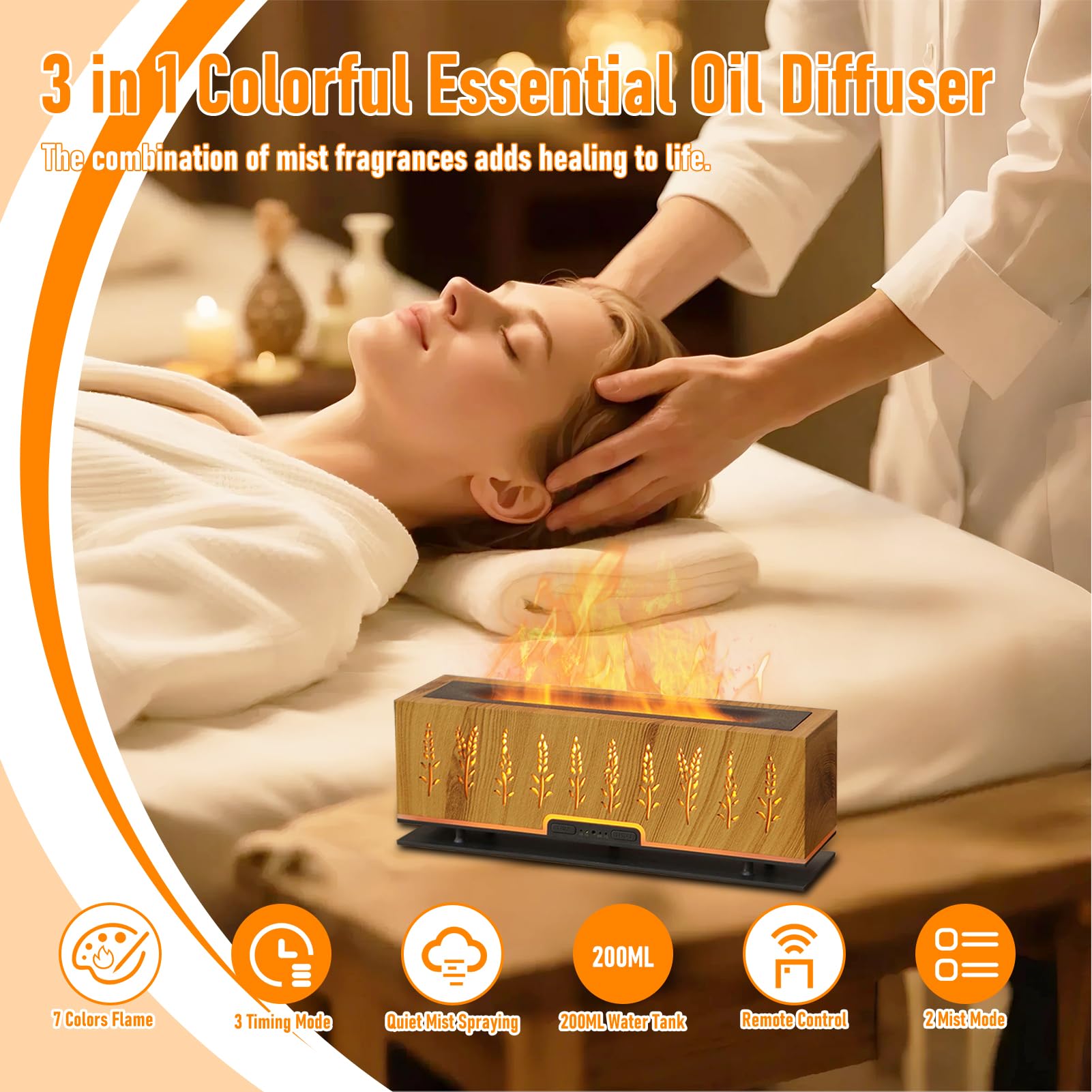 VINGVO Diffuseur DEL ambiance, 7 couleurs et brume pour détente.