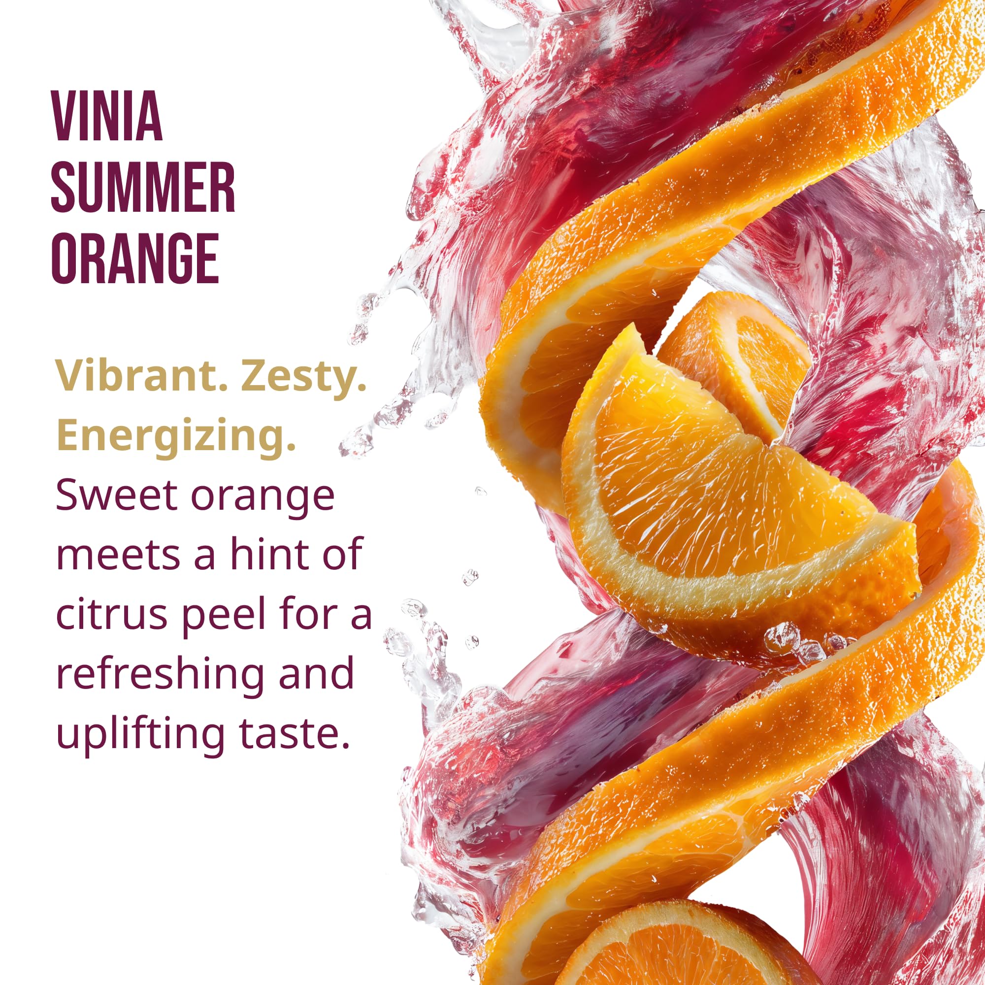 VINIA Résveratrol Électrolyte Hydration, polyphénols raisin rouge orange, potentiel antioxydant.