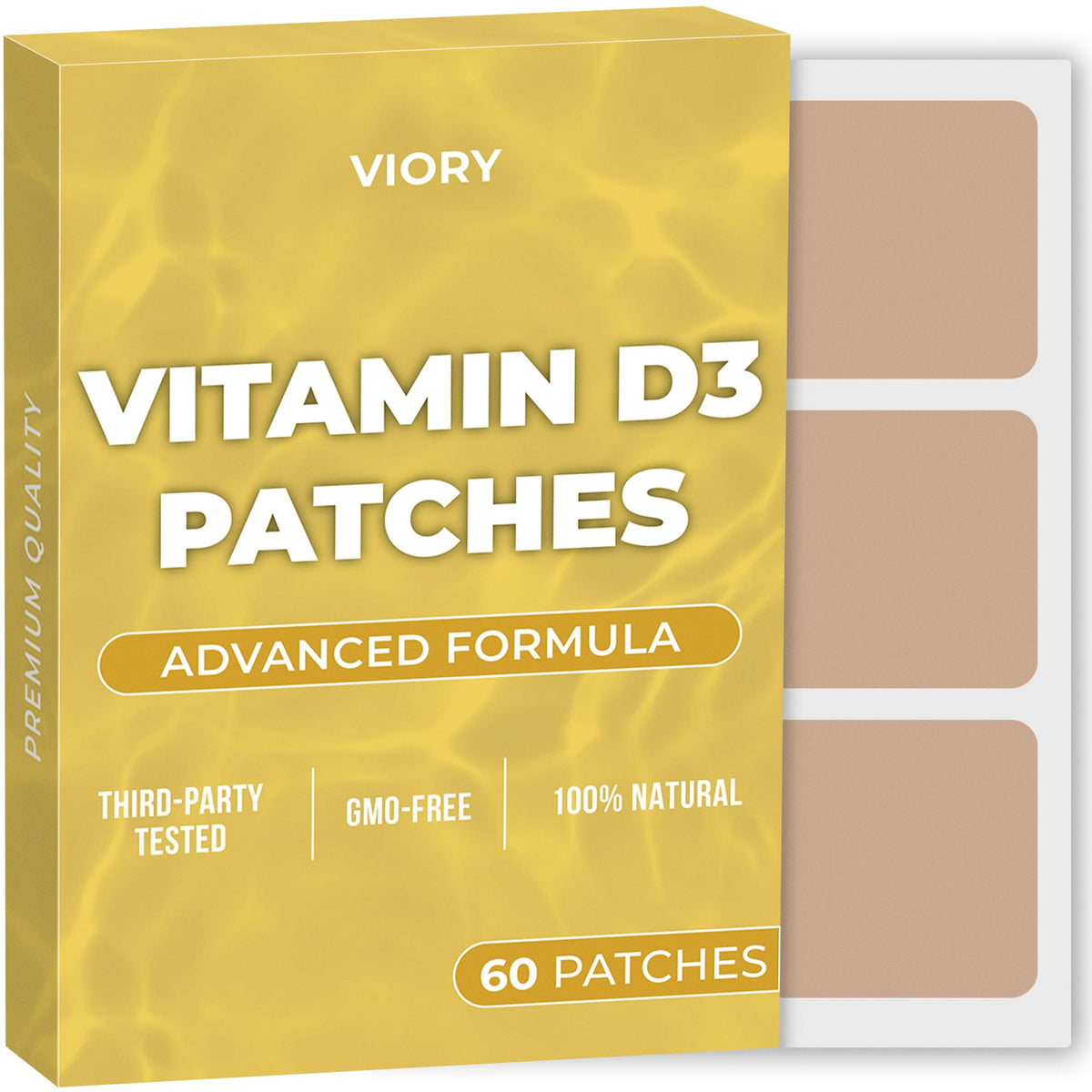 VIORY D3 Patches – emballage clair et pratique pour démarrer une routine naturelle.