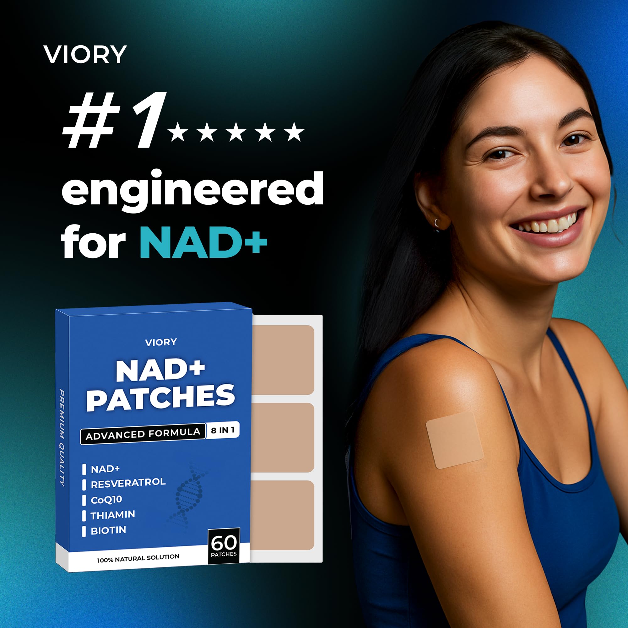 VIORY NAD+ Patch Classic porté discrètement sous les vêtements.