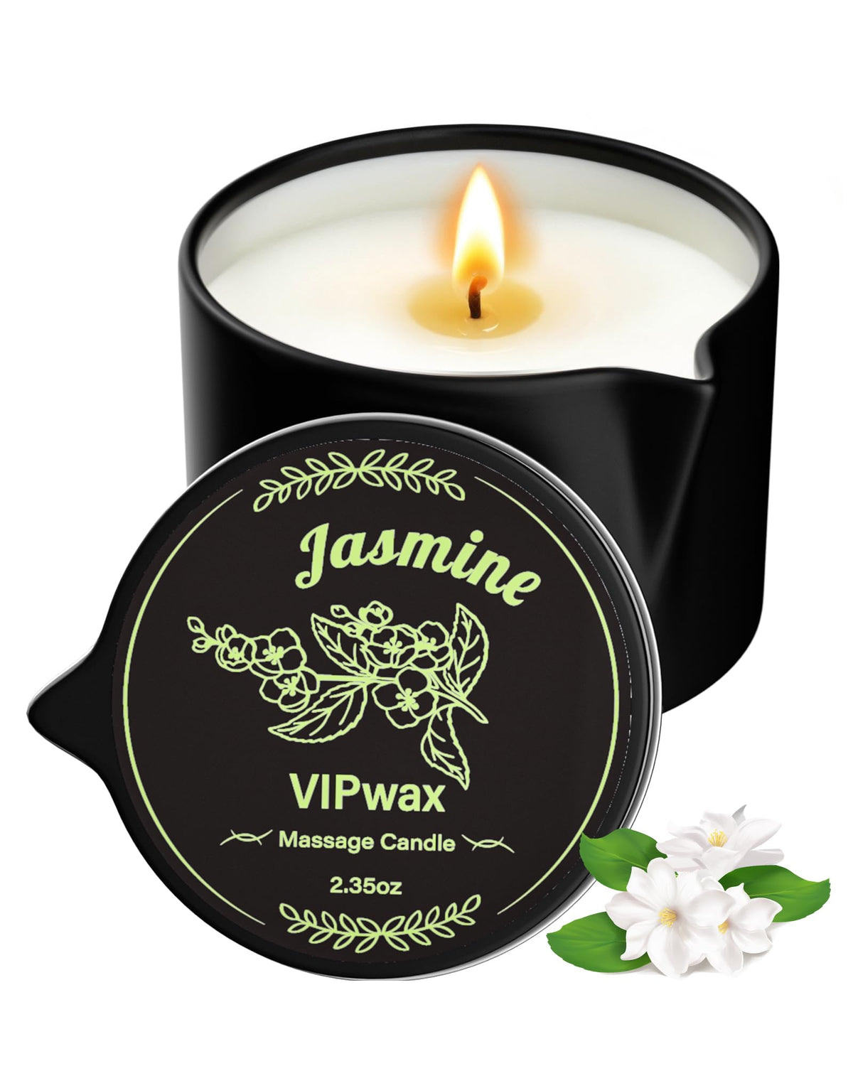 VIPwax bougie massage jasmin, ambiance spa à domicile et détente