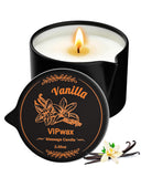 VIPwax bougie massage vanille chauffante pour séance détente parfumée.