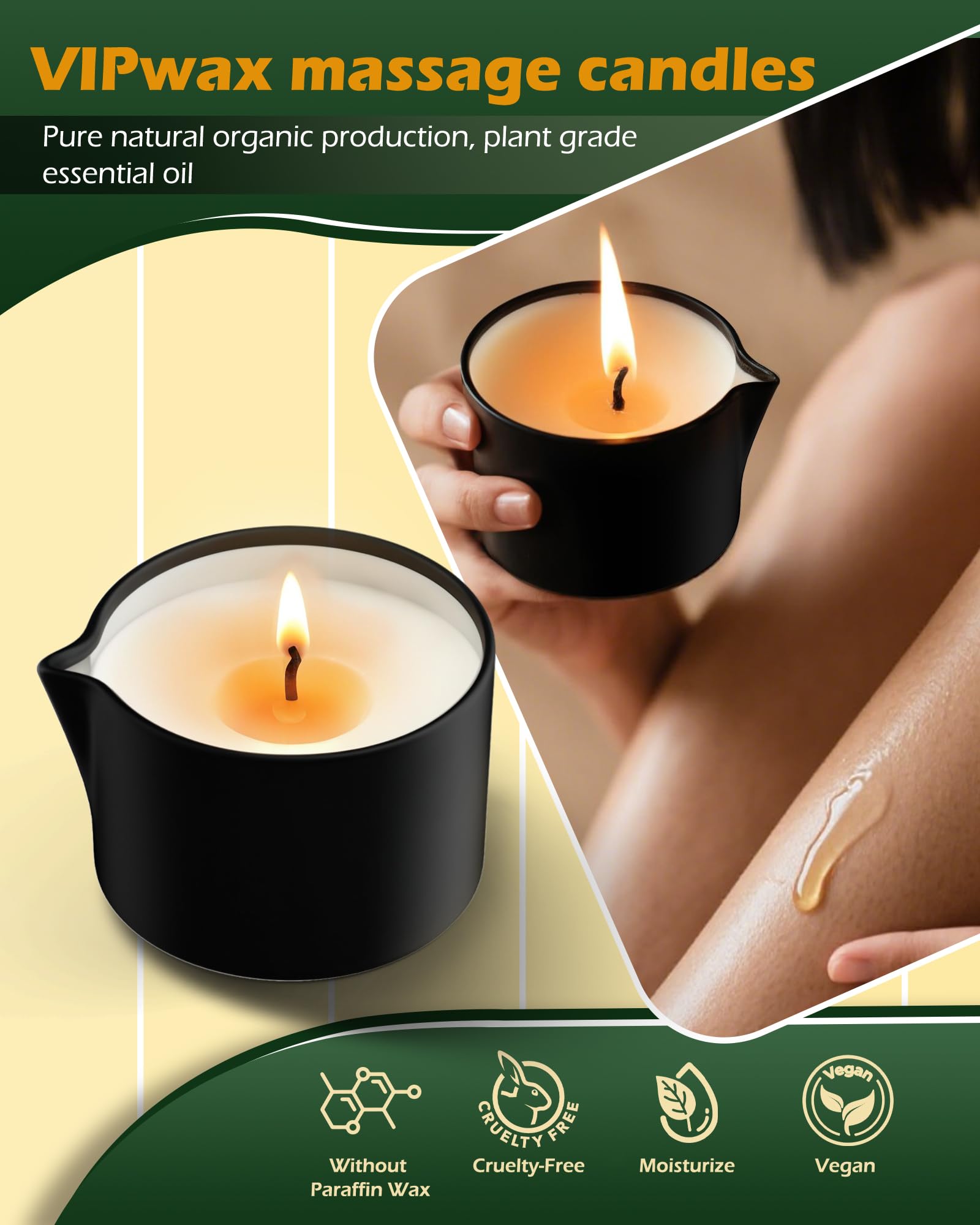 VIPwax massage sans huile ni residu pour peau nette.