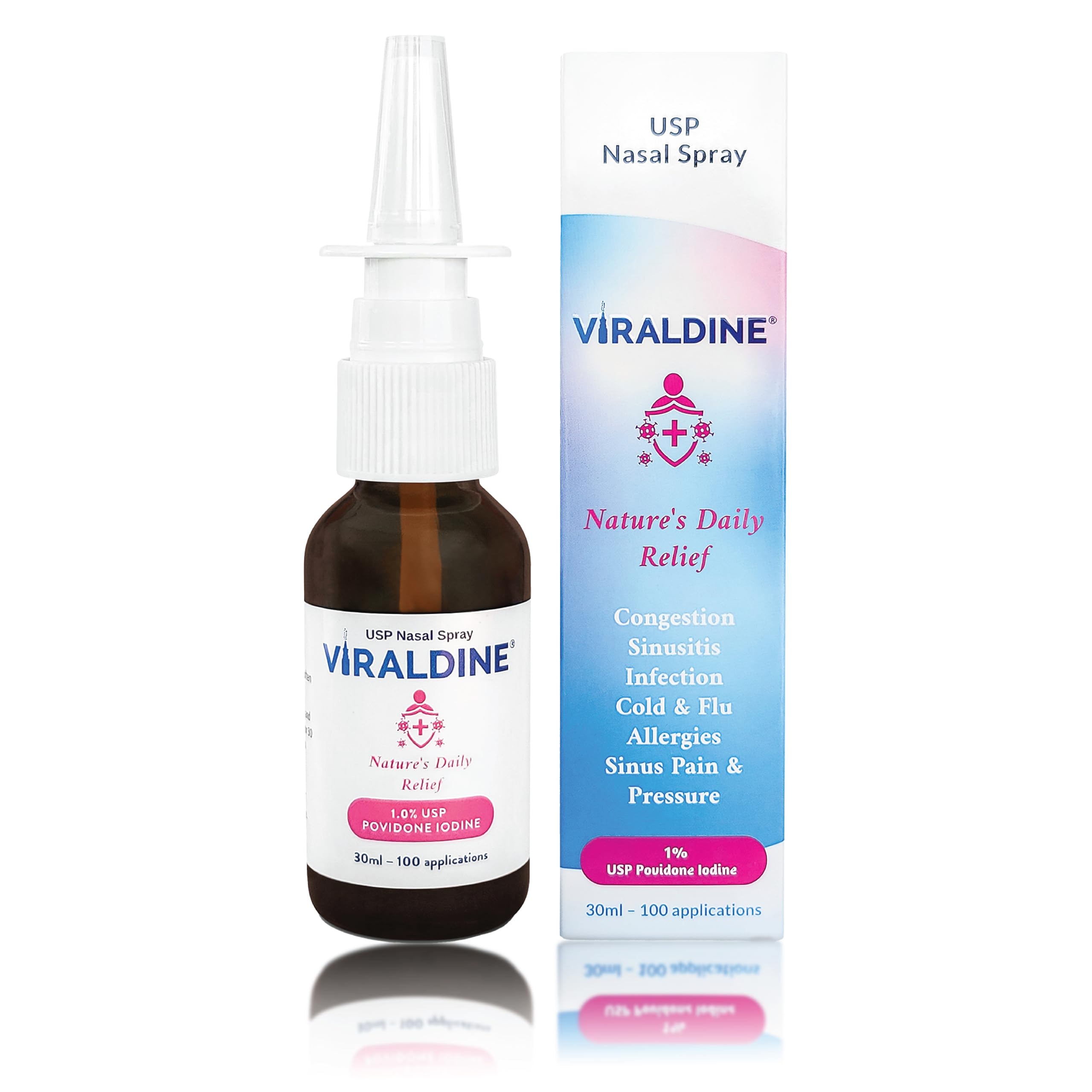 Viraldine bouteille en verre 30ml pour une protection nasale durable.