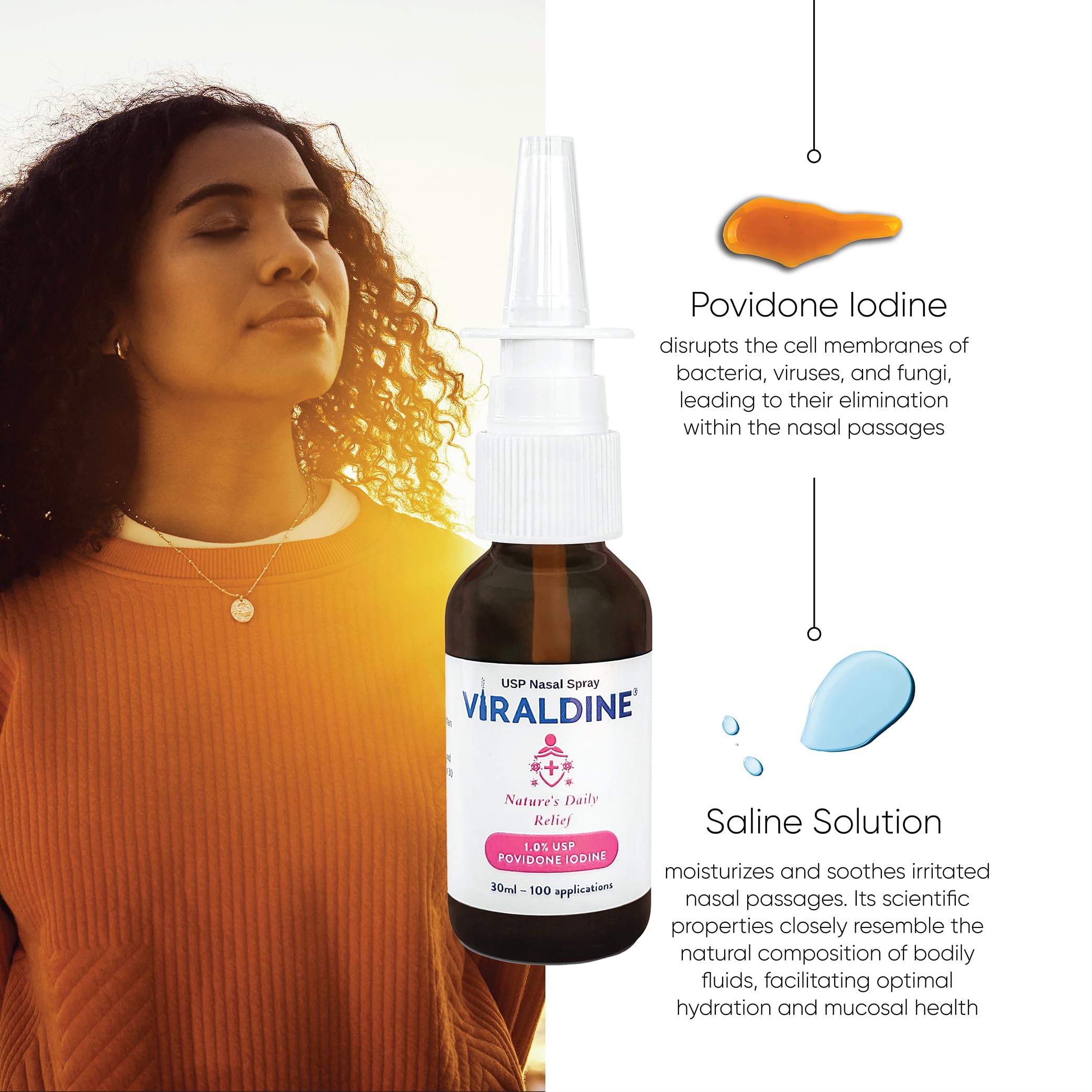 Viraldine capot-verre-nasal assure une protection hygiénique lors de l’usage.