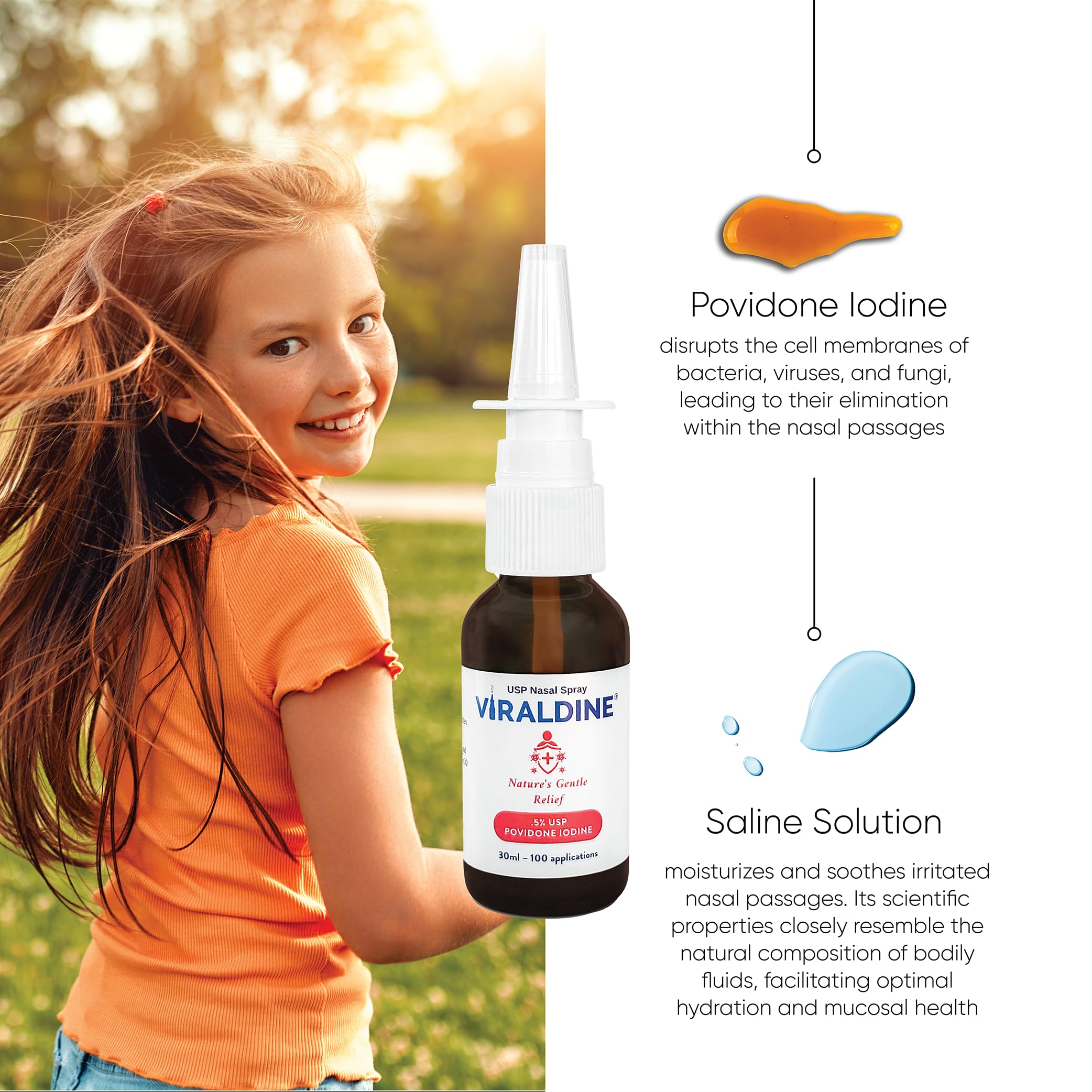 Viraldine spray nasal, usage quotidien, réduction des irritants pour les voies nasales