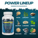 Virectin – étiquette claire affichant dosage et conseils d'utilisation.