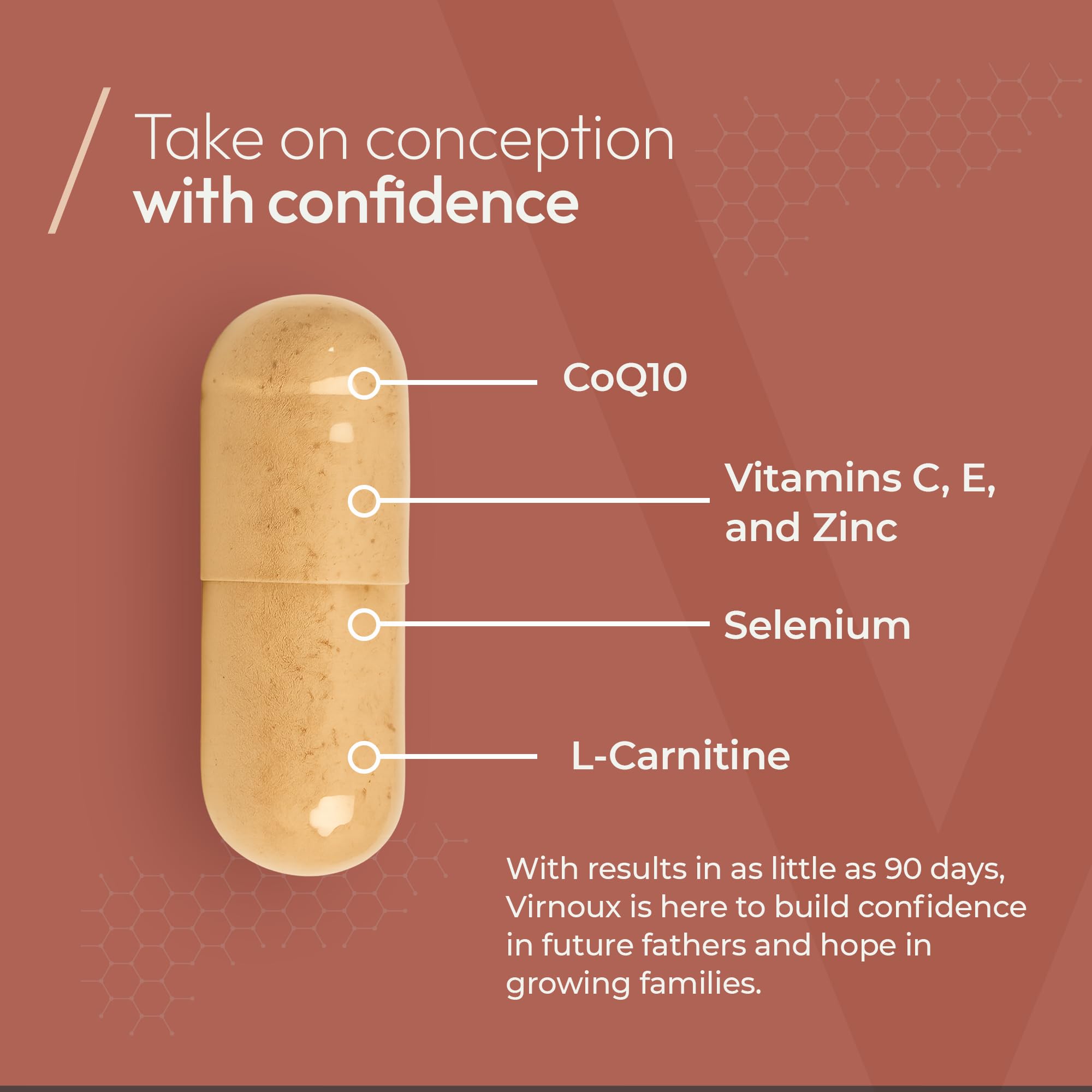 Ingrédients clés Virnoux : CoQ10, zinc et sélénium pour l’énergie et la vitalité.