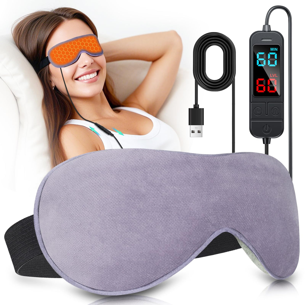 Visader masque-yeux-chauffant USB pour détente oculaire et confort.