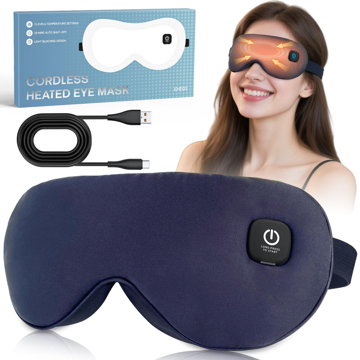Visader masque yeux thermiques sans fil pour détente et confort oculaire