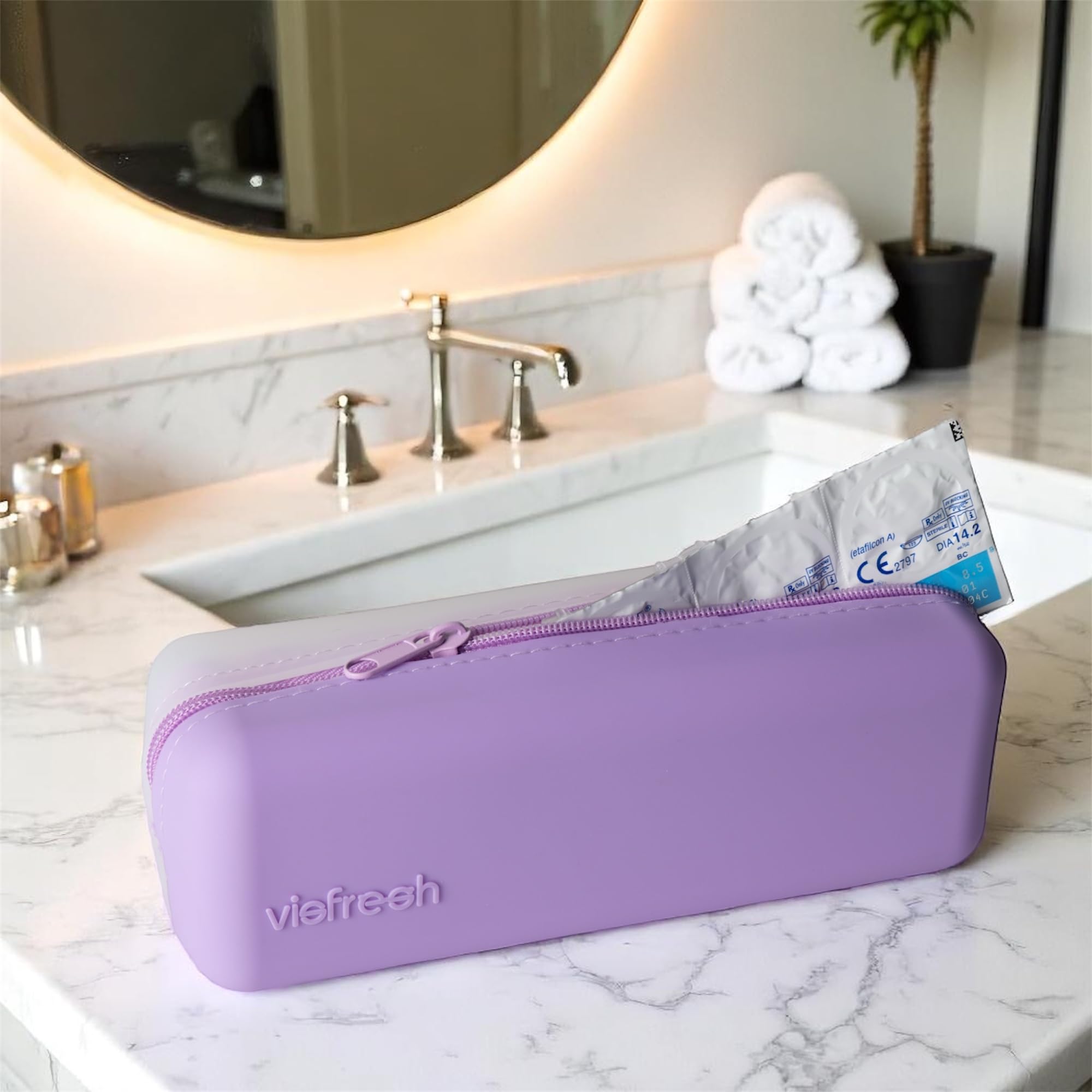 Visfresh étui R et L étiquetés violet, éviter les mélanges.