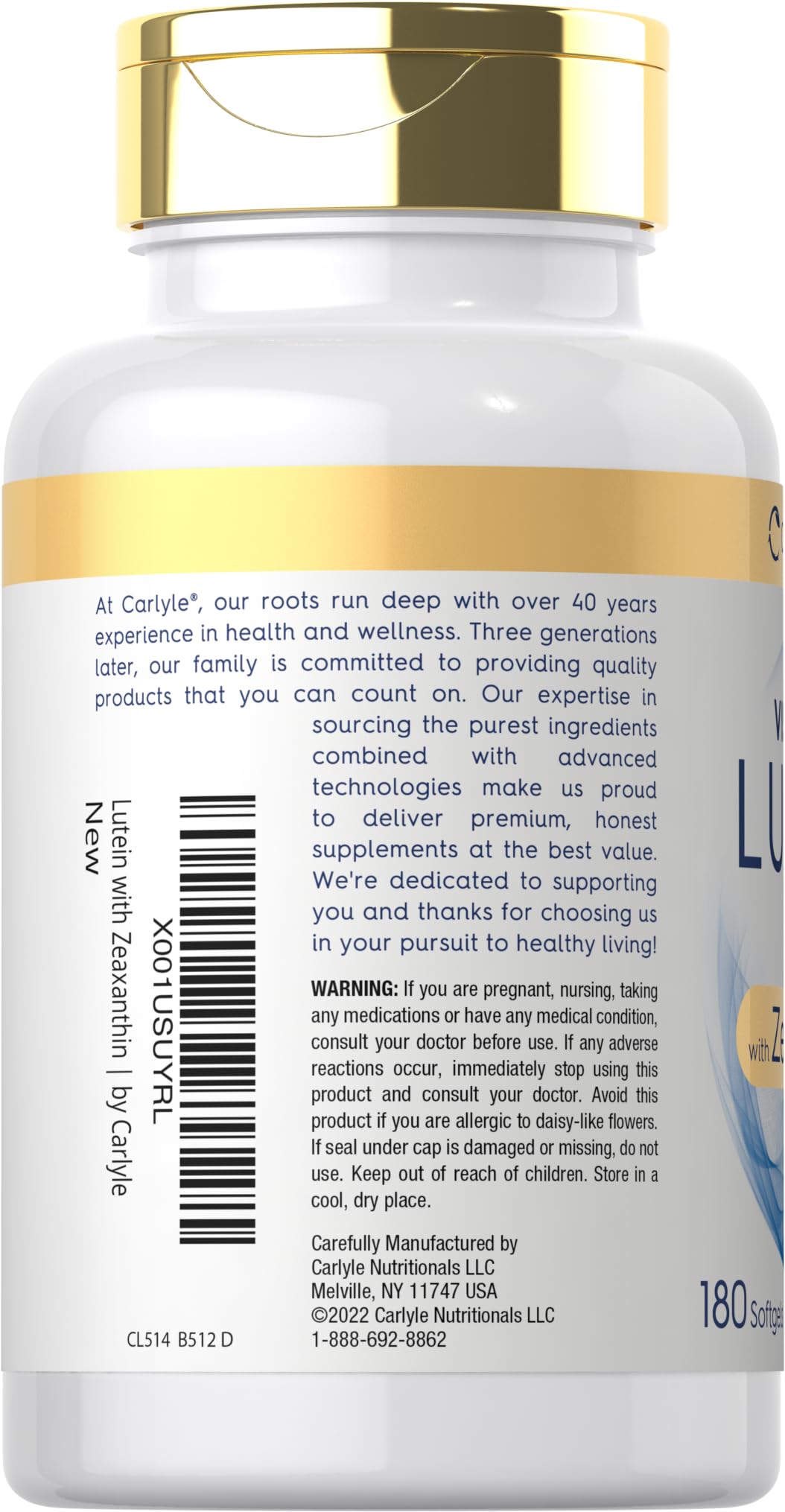Étiquette Visi-Gold – emballage clair et informations sur les yeux.