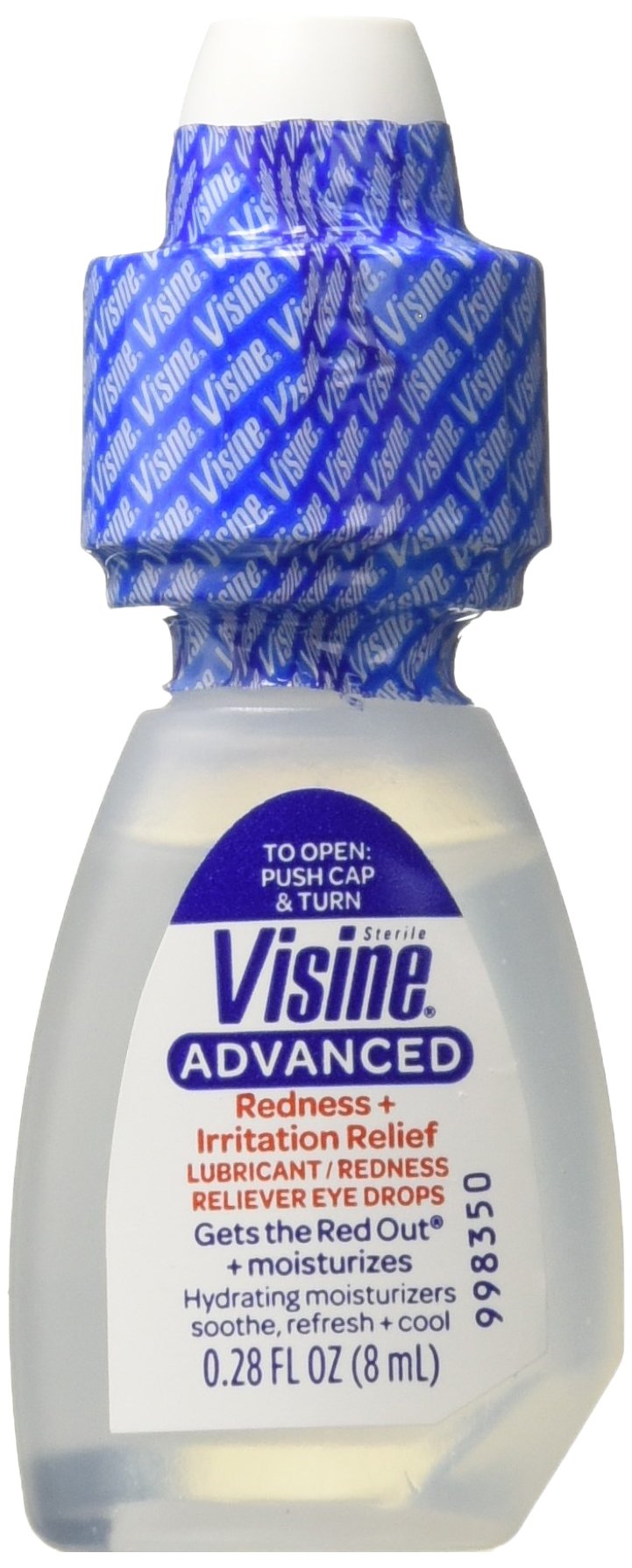 Visine Soulagement Avancé gouttes pour les yeux 8 ml : soulagement potentiel pour yeux rouges et secs.