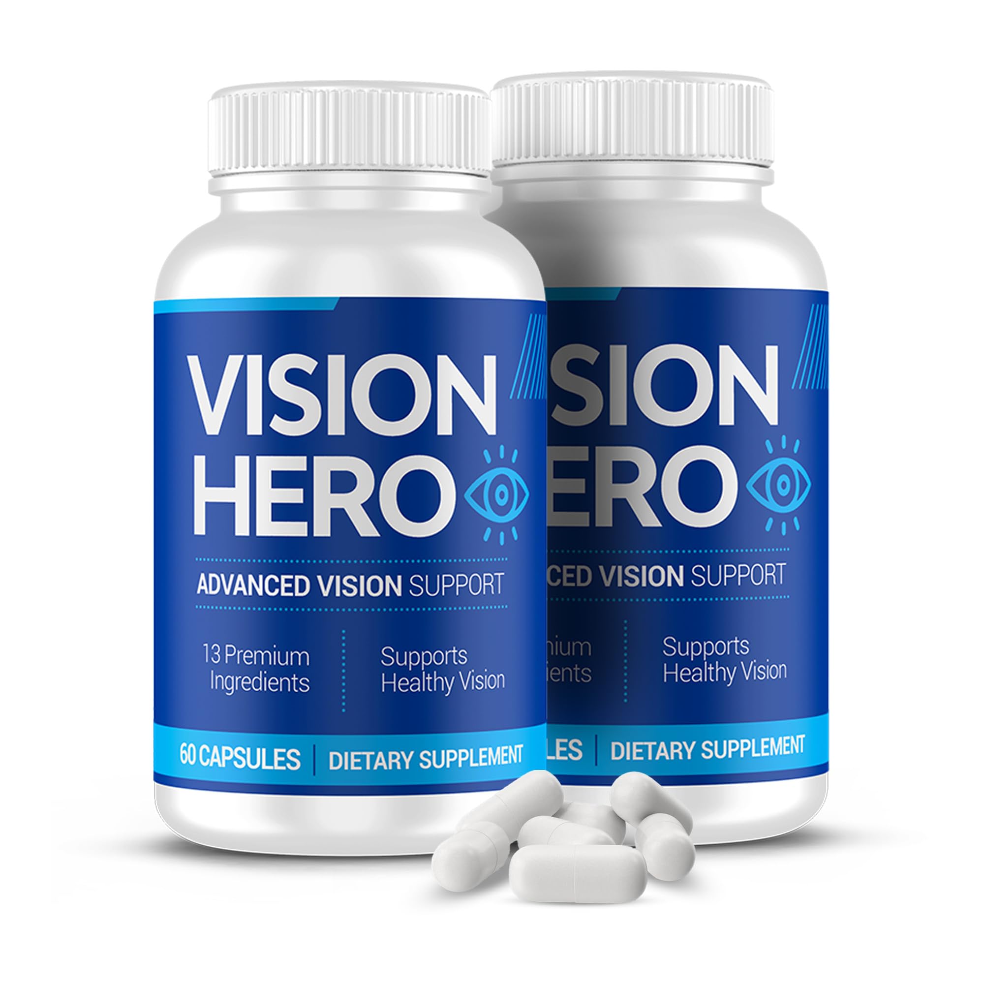 Vision Hero Bouteille 60 capsules, soutien quotidien pour la vision et le confort oculaire.