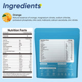 Sachets VitalHarvest électrolytes orange, utilisation portable pour rester hydraté en déplacement.