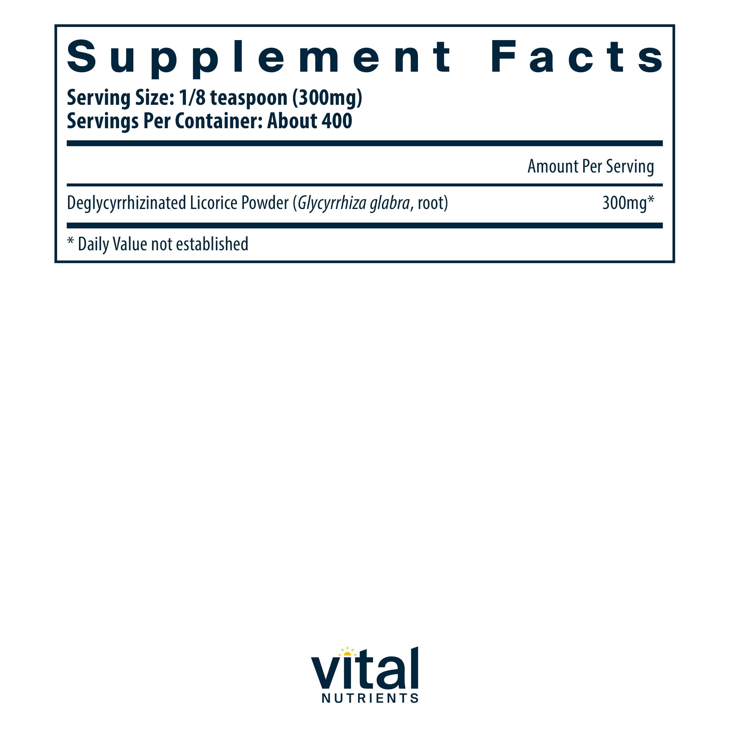 Vital Nutrients DGL Poudre avec cuillere-mesure: dosage pratique pour routine