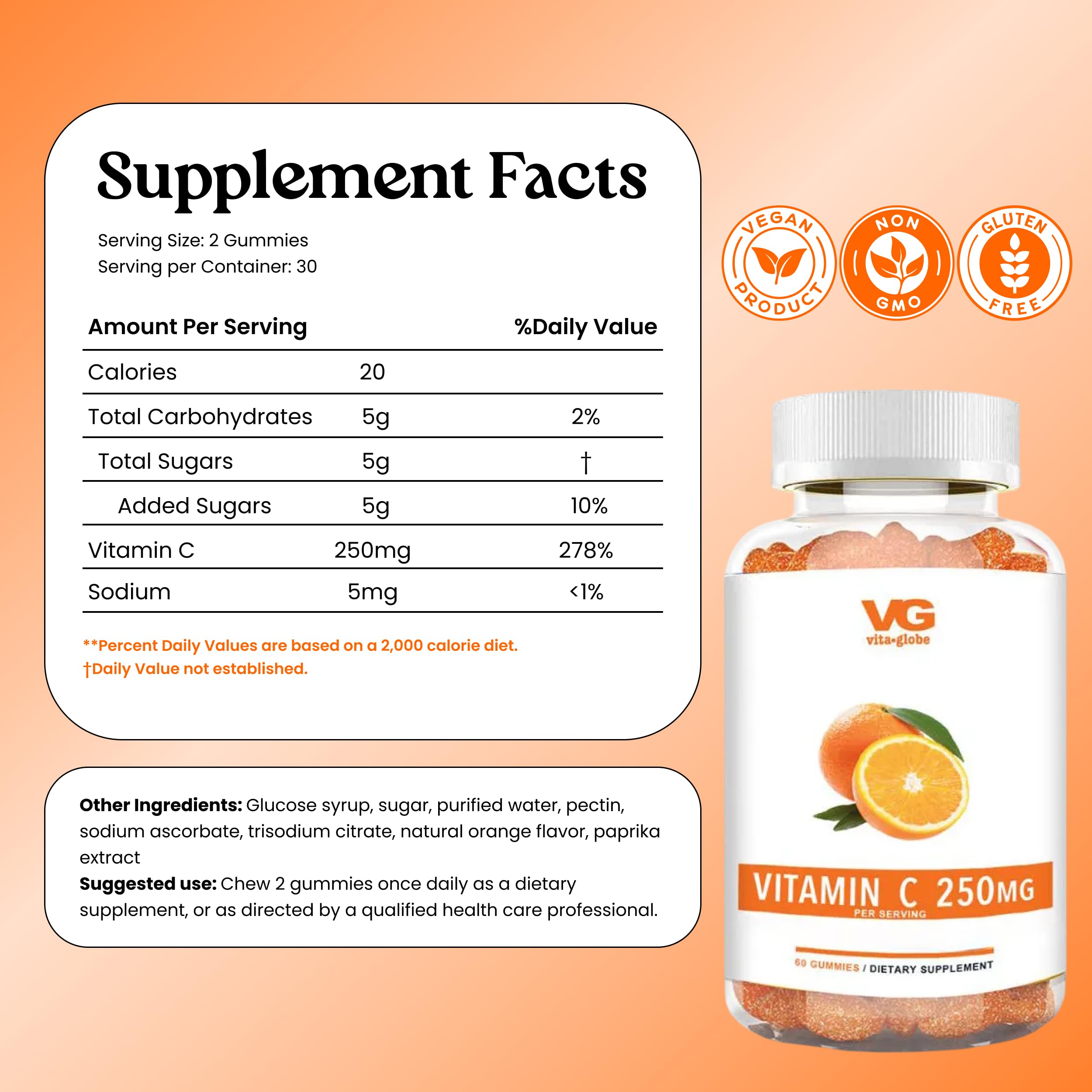 Gommes VITA GLOBE vitamine C 250 mg – usage quotidien simple.
