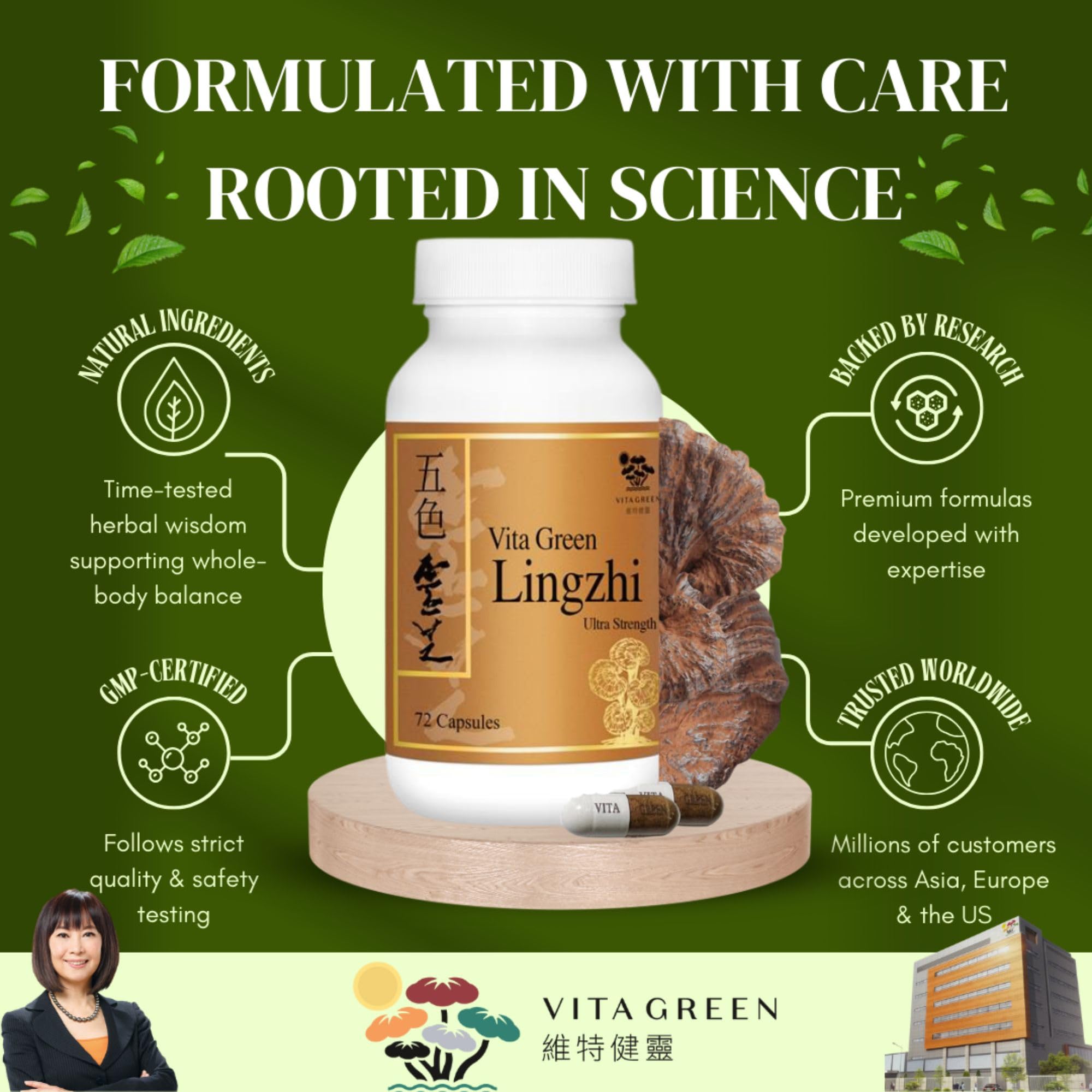 Capsules Lingzhi en gros plan pour une routine durable et simple.