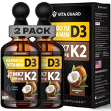 Vita Guard bouteille gouttes D3 K2 60 ml pour absorption et soutien osseux.