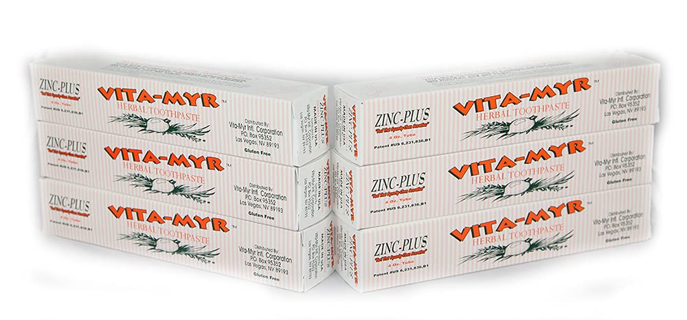 Vita-Myr Zinc+ dentifrice, emballage lot de 6 prêt pour la routine buccale
