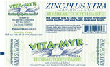 Vita-Myr Zinc+ Dentifrice – pâte mentholée offrant une sensation de fraîcheur durable.