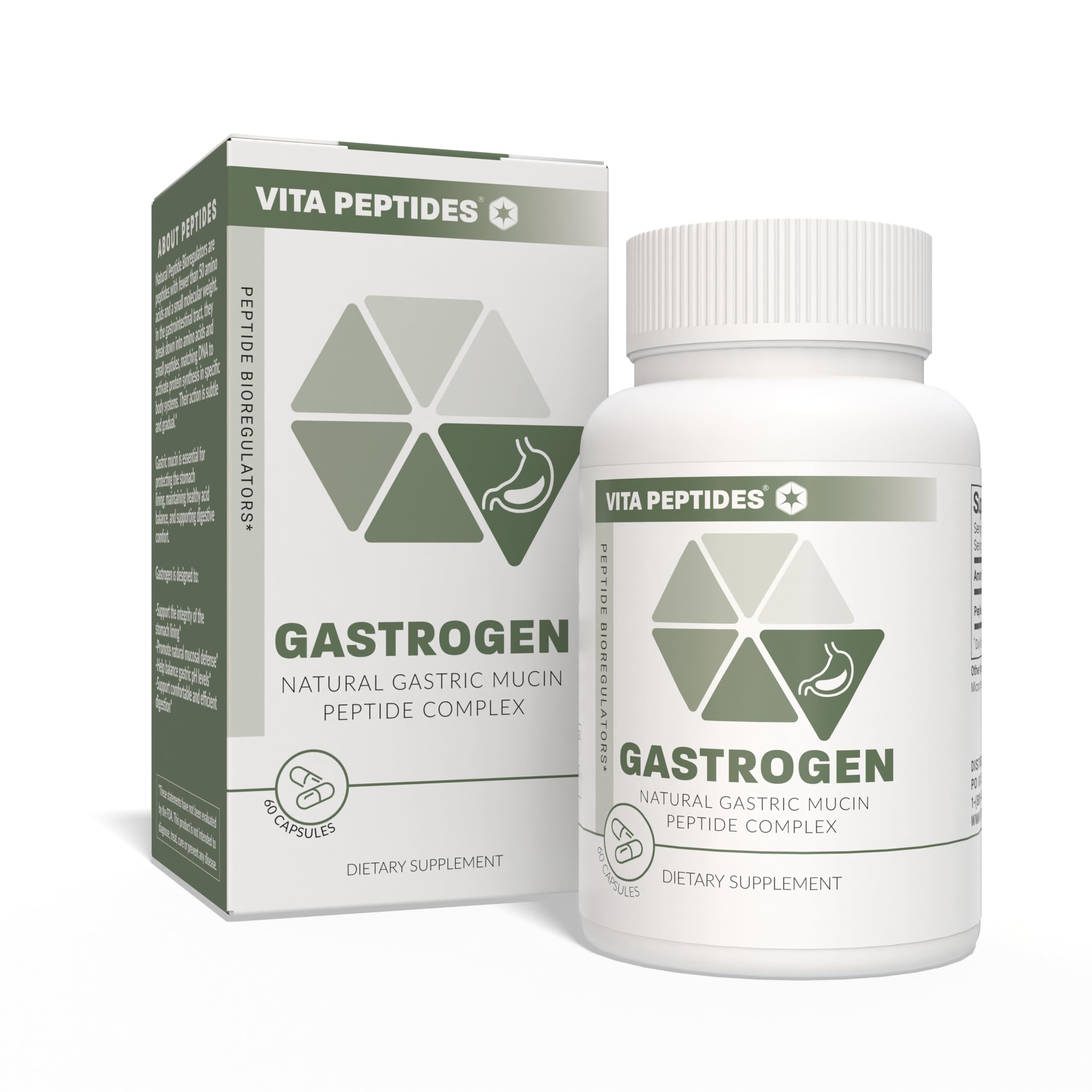 Vita Peptides Gastrogen : flacon et bouchon, soutien de la muqueuse gastrique.