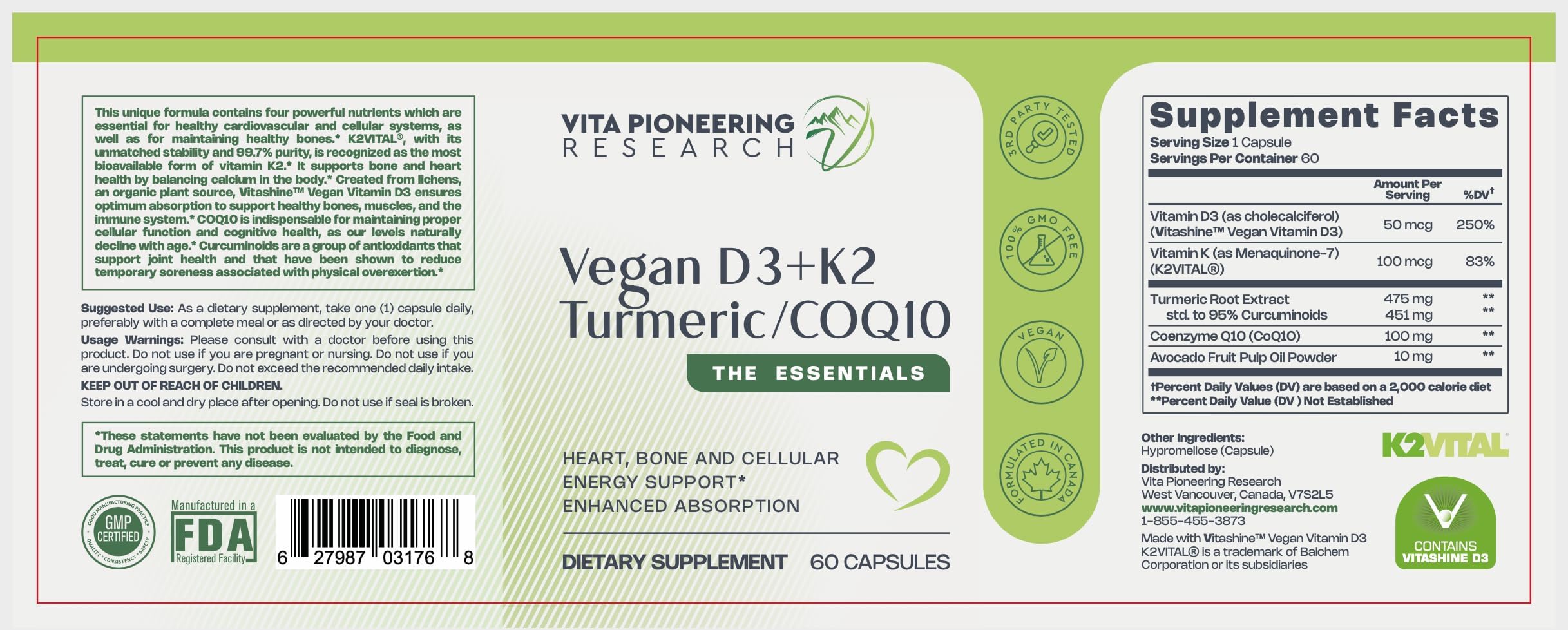 Vita Pioneering Research – formule sans gluten et sans OGM, choix sûr.