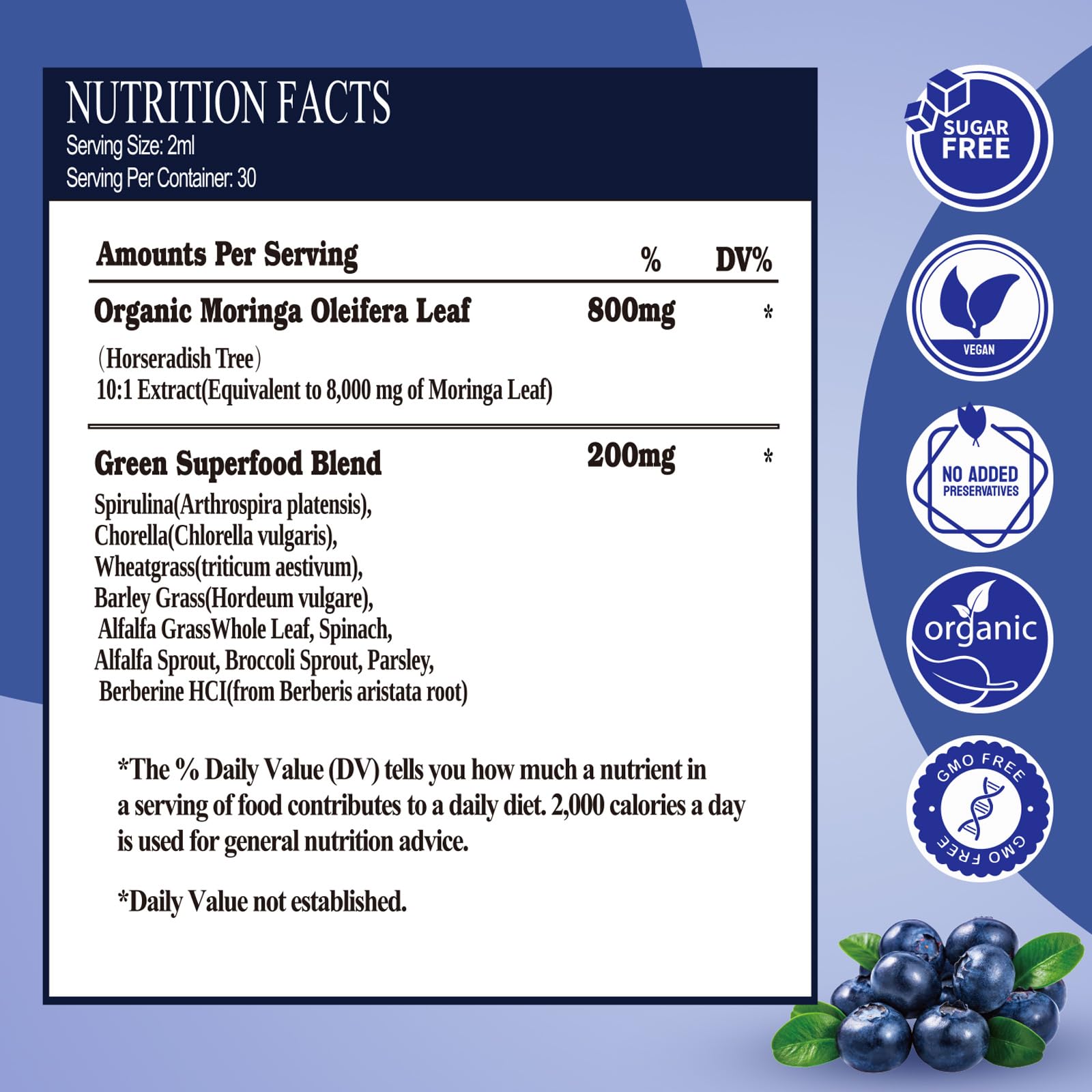Gouttes Vita Plynxera Moringa et supergreens, mélange antioxydant quotidien.