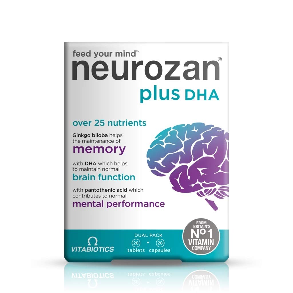 Vitabiotics Neurozan Plus — bouteille vue, soutien potentiel des fonctions cérébrales.