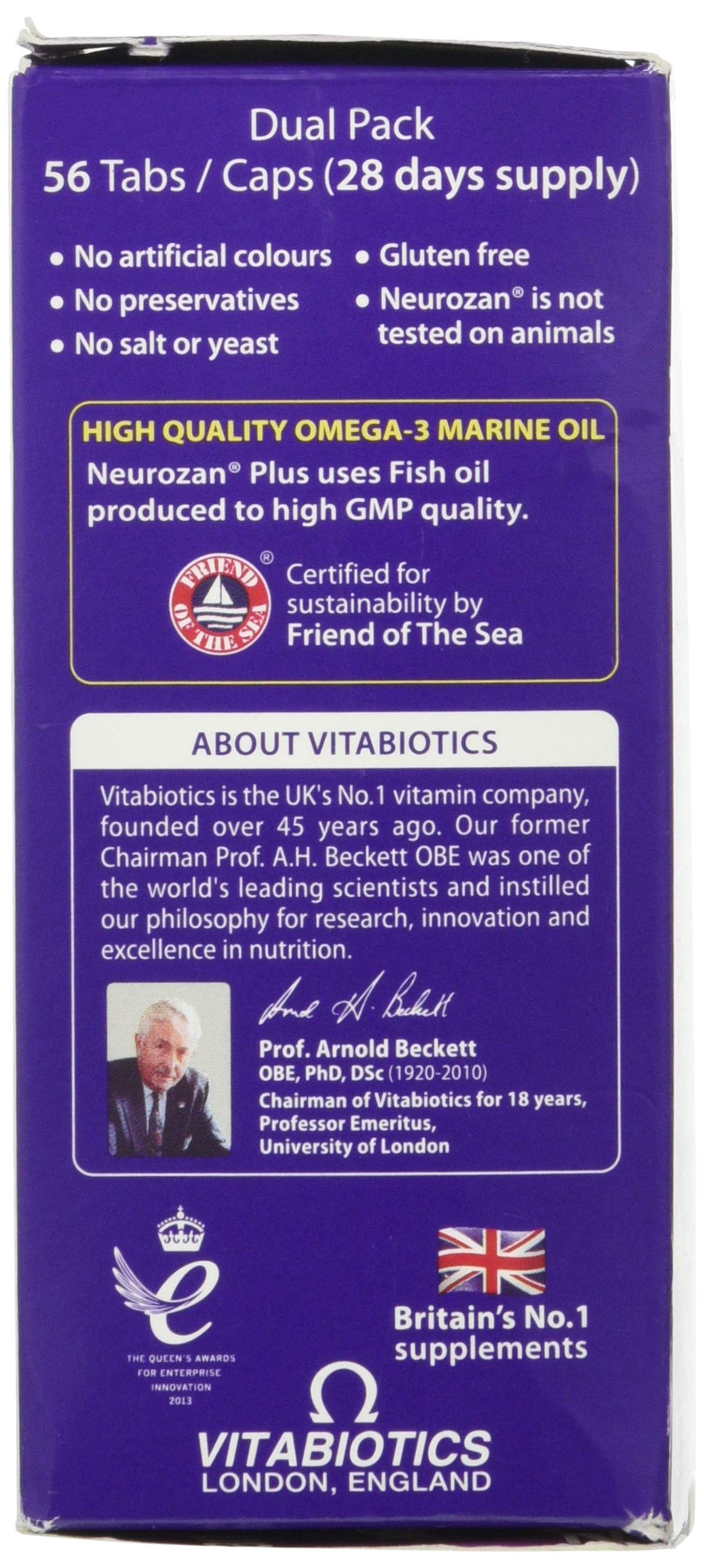 Vitabiotics Neurozan Plus — etiquette-boîte, informations claires sur les actifs.