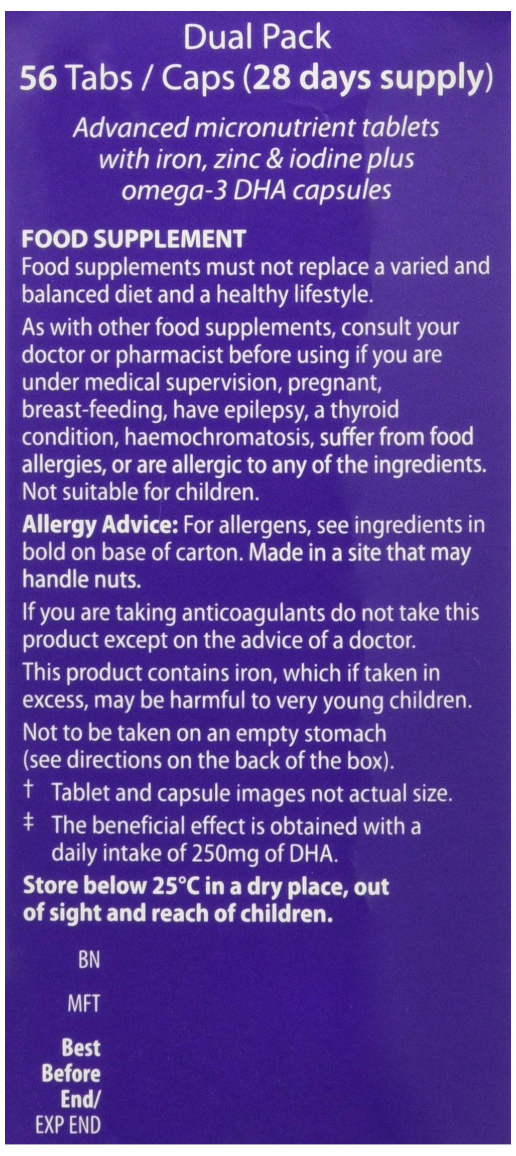 Vitabiotics Neurozan Plus — tableau ingrédients, vitamines B et minéraux.