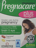 Vitabiotics Pregnacare Plus Omega 3 – image produit montrant les tablettes et l’apport nutritionnel pendant grossesse.