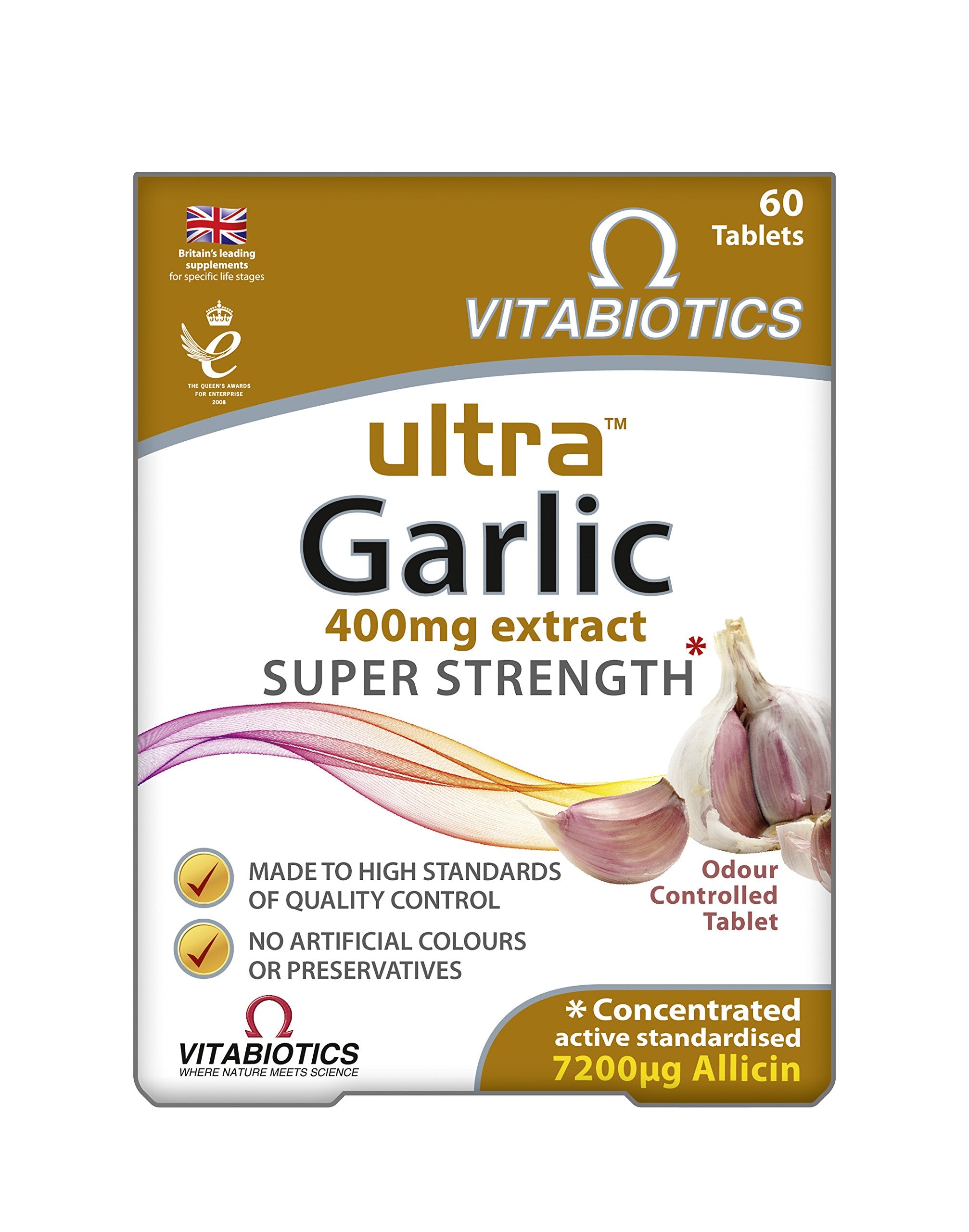 Vitabiotics Ultra Ail gélules — image boîte de 60, arôme discret et format pratique.