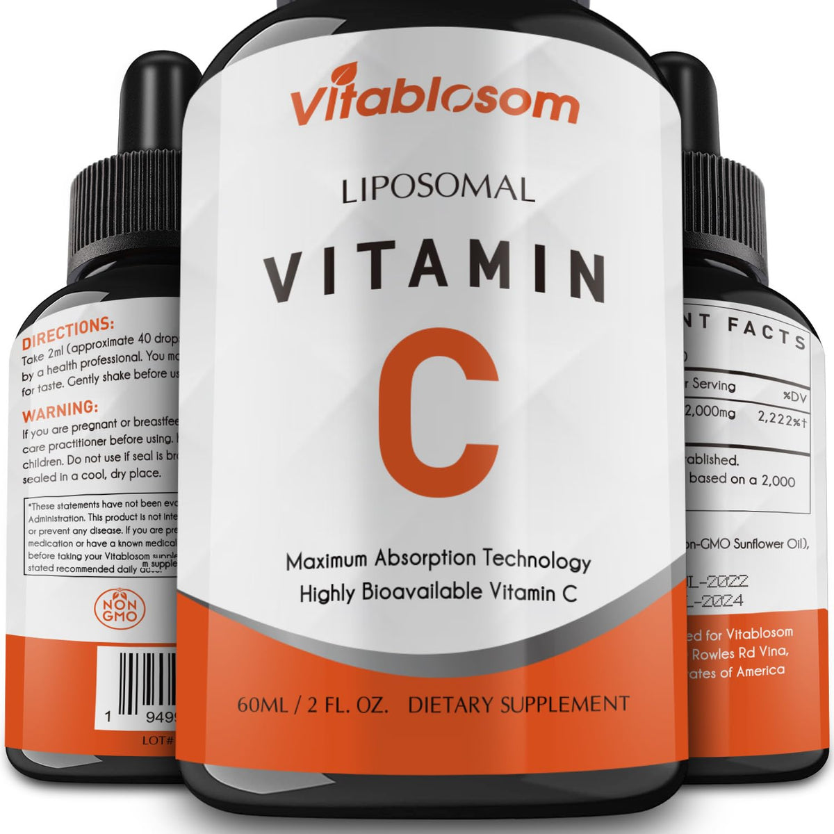 Vitablosom Liposomale Vitamine C 2000mg : bouteille prête à l'emploi et soutien immunitaire potentiel