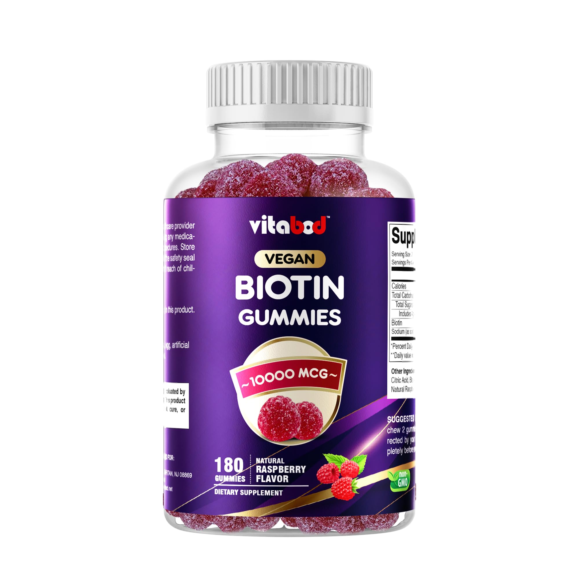 Vitabod Biotine Gomme dans l'emballage, pratique et facile à emporter.