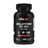 Vitabod Melatonine 20 mg, flacon, comprimés à dissolution rapide pour routine nocturne.