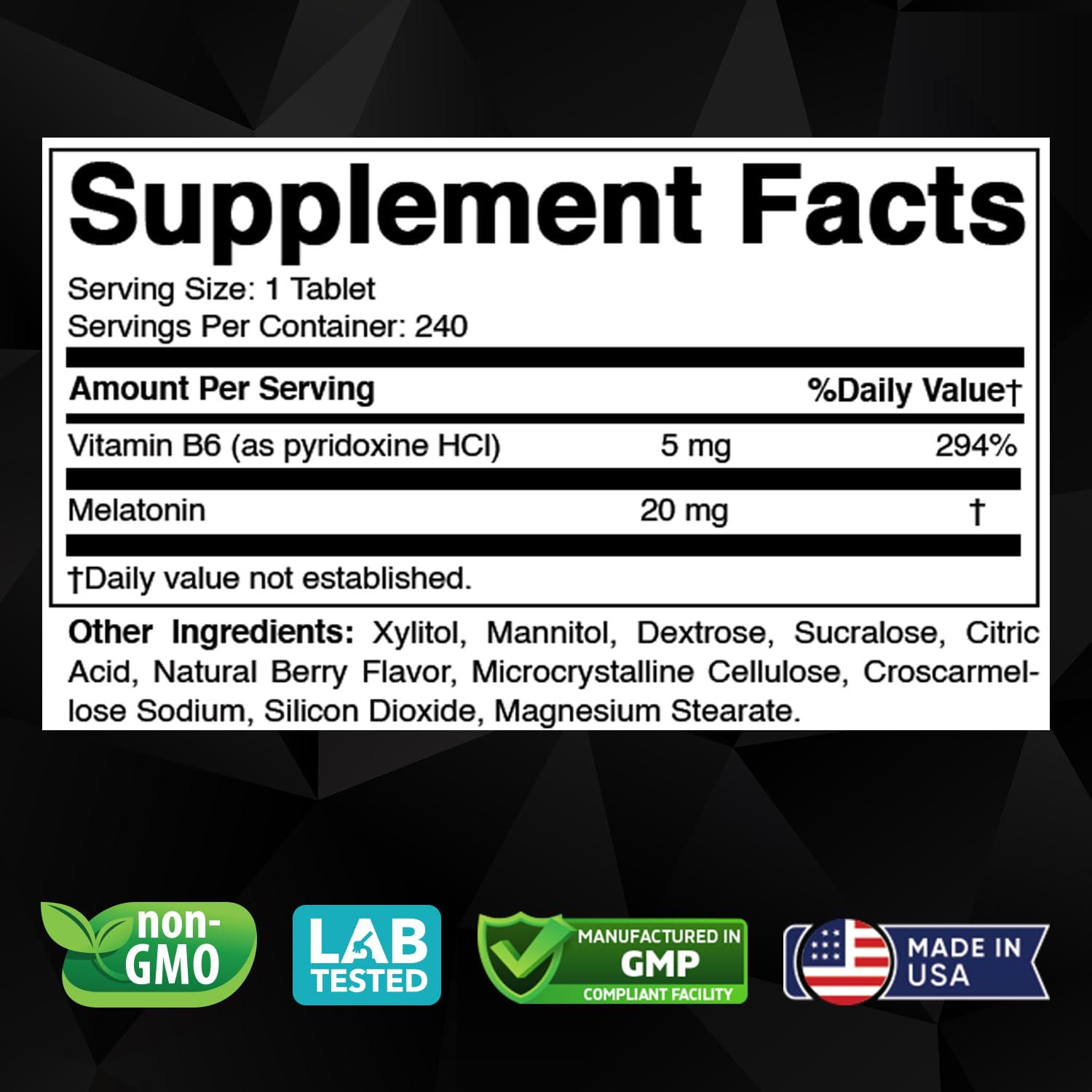 Tablettes Vitabod 20 mg, dissolvent rapidement pour un rituel nocturne.