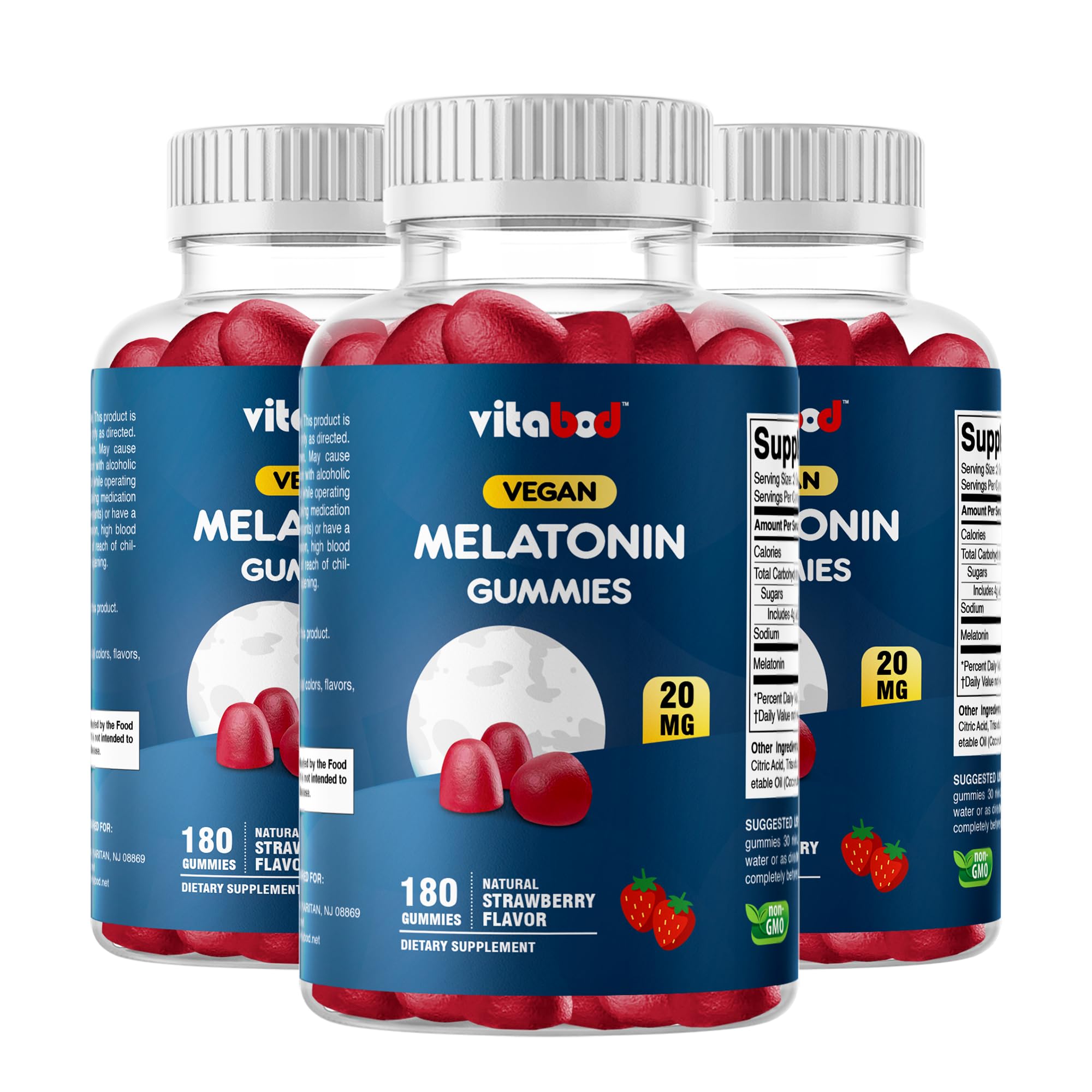 Vitabod Mélatonine Gummies – bouteille, présentation élégante pour le sommeil.
