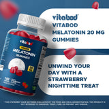 Vitabod Mélatonine Gummies végétarien, sans OGM et sans gluten.