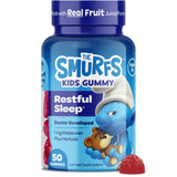 Gommes Vitaburst Smurfs mélatonine 1 mg pour enfants, goût fruits, soutien au sommeil occasionnel.