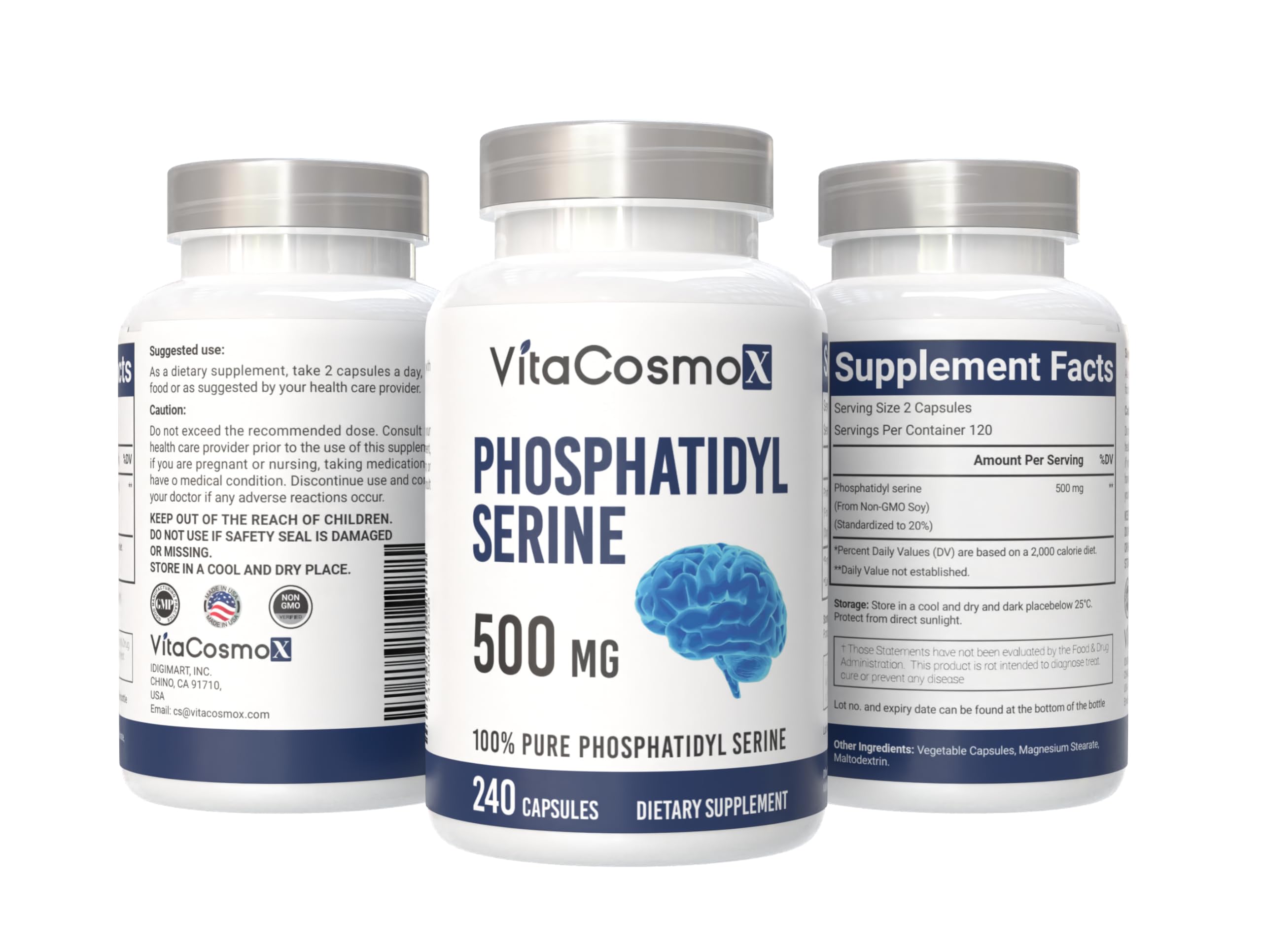 VitaCosmoX Phosphatidylsérine - composition sans OGM