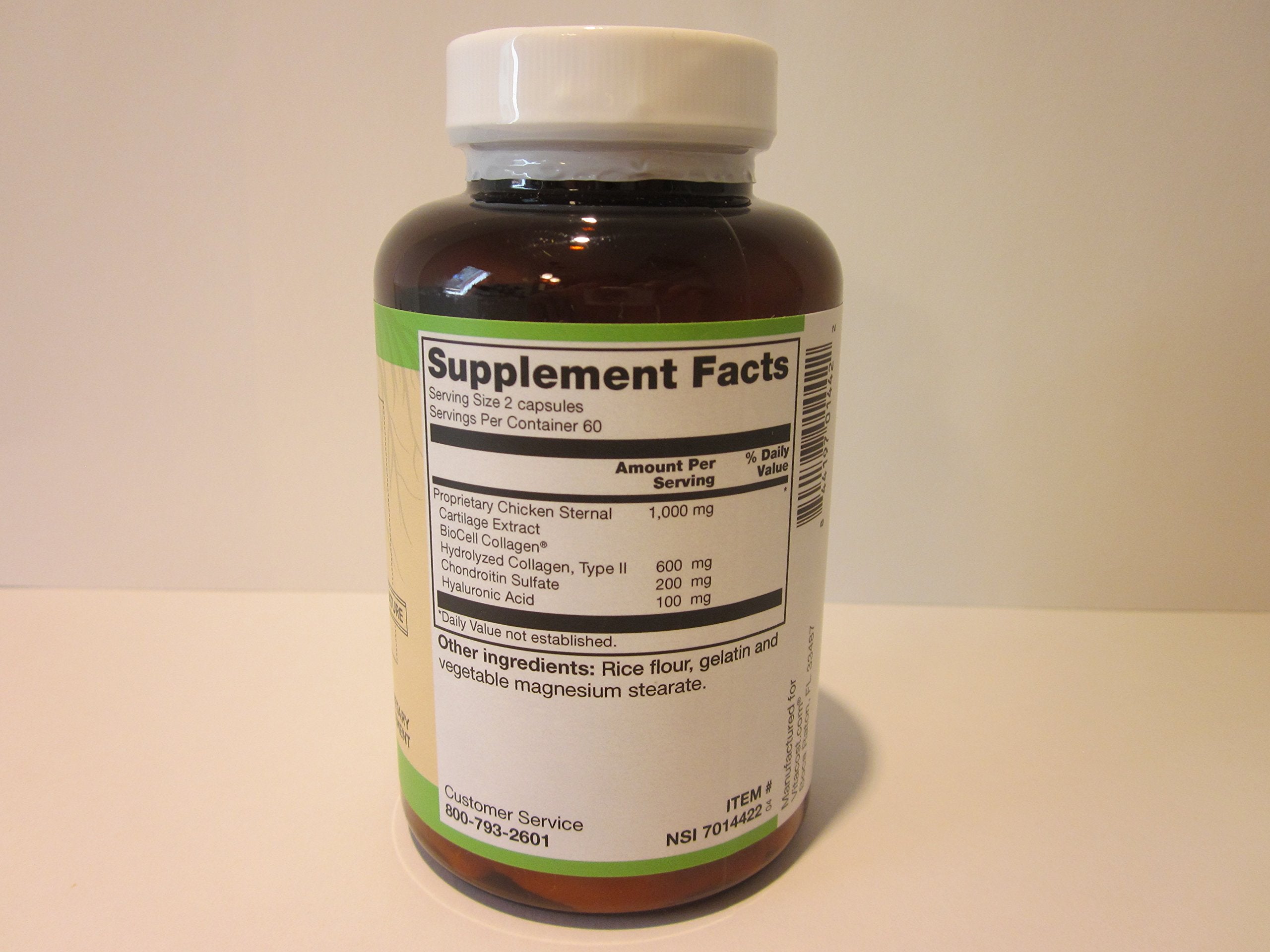 Vitacost Acide Hyaluronique avec BioCell Collogene II — gelules, soutien des tissus conjonctifs.