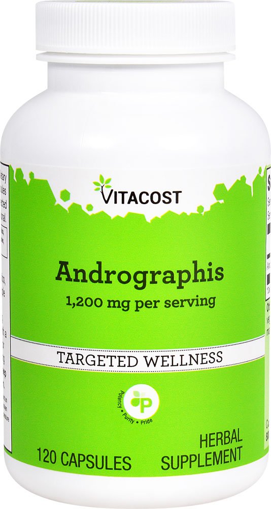 Vitacost Andrographis: bouteille de capsules pour une utilisation quotidienne.