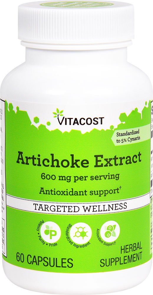 Flacon Vitacost Artichoke Extract standardisé à 5% cynarine