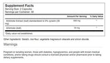 Capsules Vitacost Artichoke Extract montrant le dosage par portion