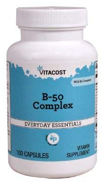 Vitacost B-50 Complexe: bouteille et étiquette, soutien possible à l'énergie.