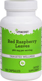 Vitacost Brand Feuilles de framboise rouges en bouteille, infusion possible pour le bien-être quotidien.