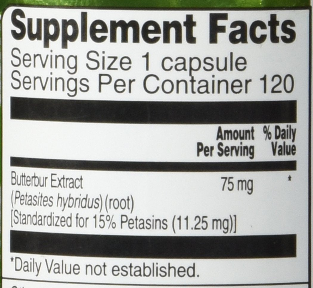 Gélules Vitacost Butterbur Extract, faciles à prendre pour votre routine active.