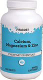 Vitacost Calcium, Magnésium & Zinc — bouteille de tablettes pour le soutien des os
