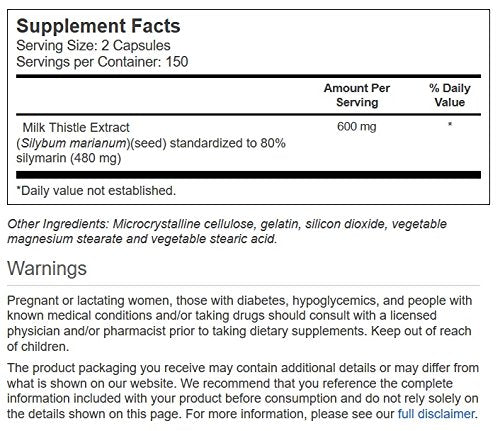 Vitacost Chardon-Marie – gélules faciles à prendre pour soutenir la fonction hépatique